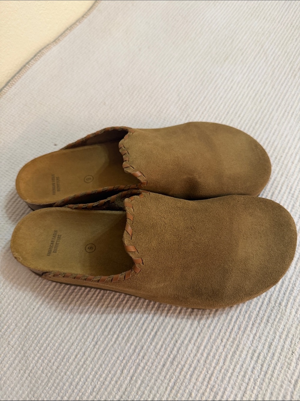 American Eagle Outfitters Brown Suede Braided Slide